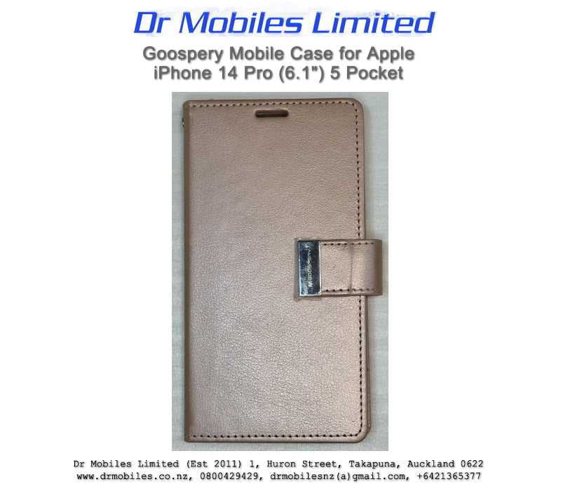 Mercury Goospery Case for Apple iPhone 14 Pro, 6.1" Flip Wallet, 5 Pockets