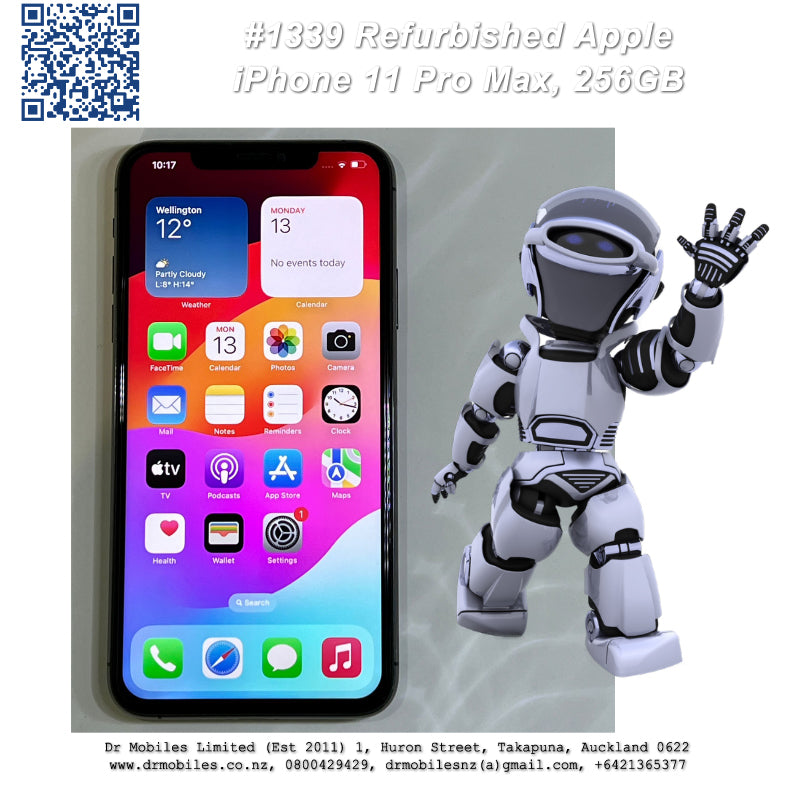 #1339 Refurbished iPhone 11 Pro Max, 256GB, Space Grey, Takapuna, North Shore
