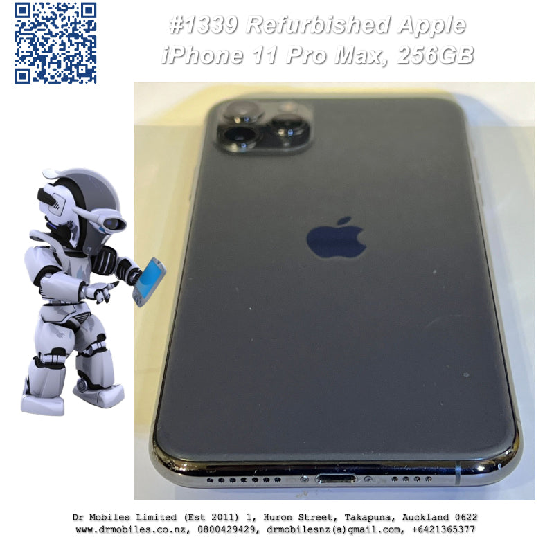 #1339 Refurbished iPhone 11 Pro Max, 256GB, Space Grey, Takapuna, North Shore