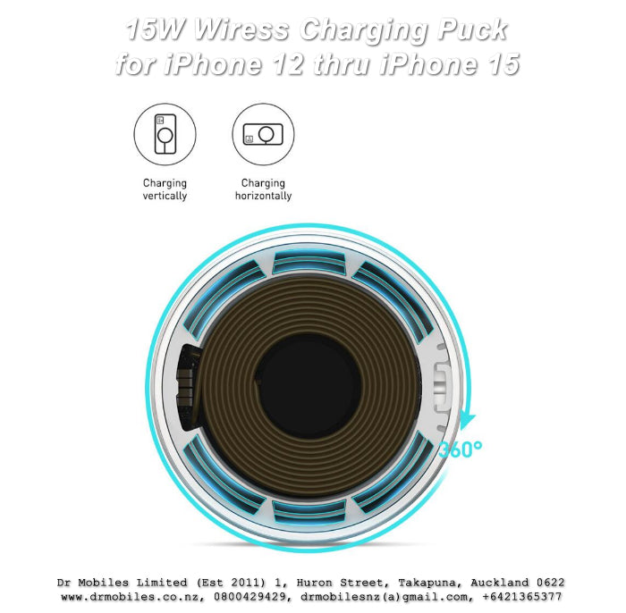 15W Qi Wrieless Charging Puck (White)