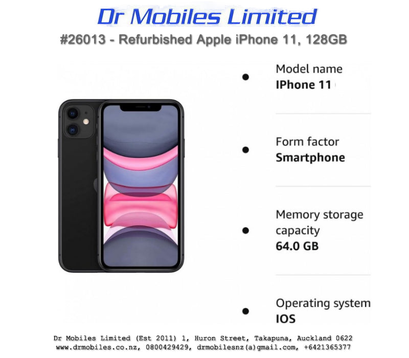 Refurbished Apple iPhone 11, 128GB Space Gray. Dr Mobiles Limited, Auckland