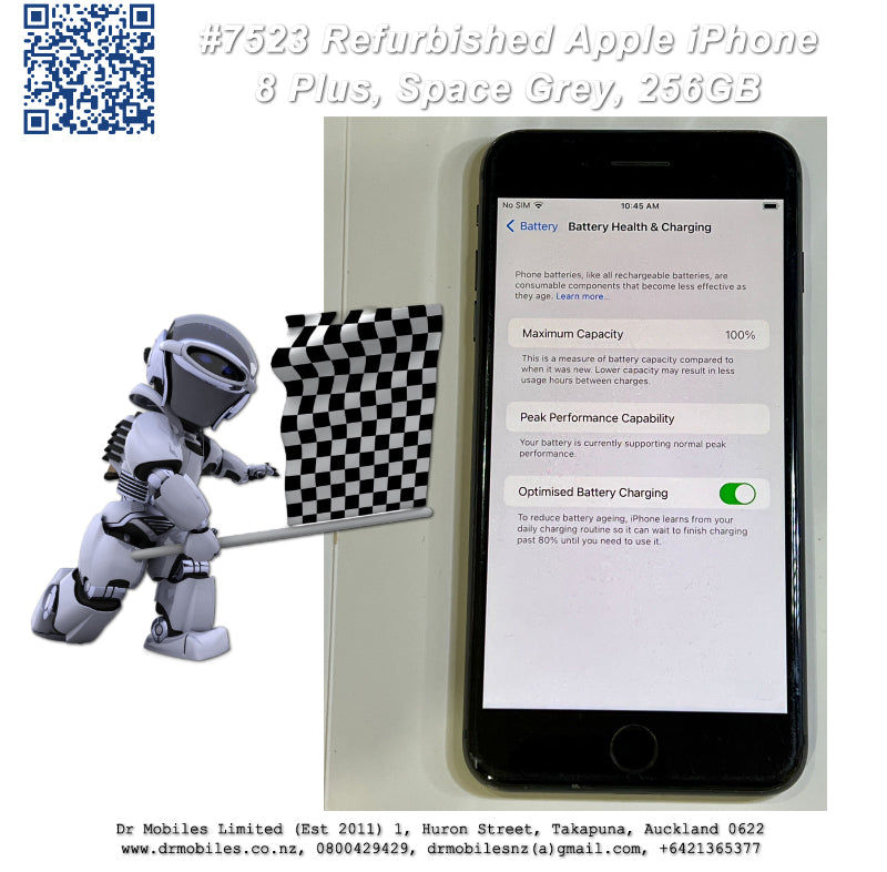 #7523 Used Apple iPhone 8 Plus 256GB, Space Grey, 100% Battery Health