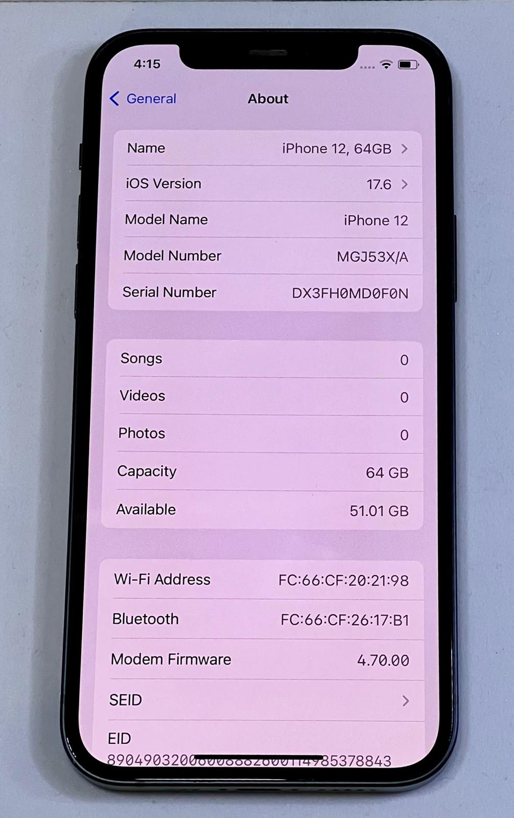 Refurbished Apple iPhone 12, 64GB Blue, Grade: AAA