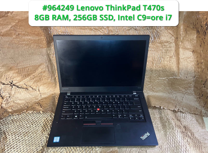 Lenovo Think Pad T470s, 8GB RAM, 256GB SSD, Core i7, used laptop computer