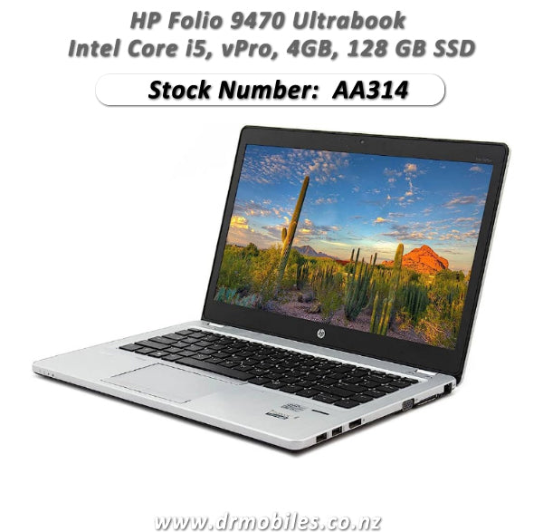 #AA314 HP Folio 9470 Ultrabook Laptop, Intel Core i5, vPro, 4GB, 128 GB SSD