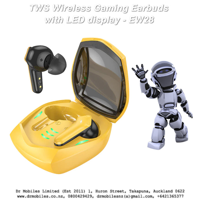 Color Wireless Gaming Earbuds with LED Display - EW28 #earbuds, #twsbuds