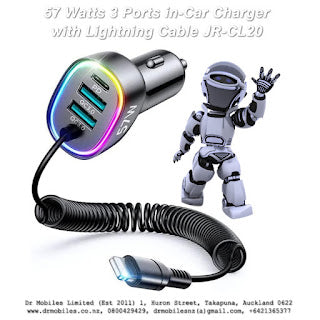 57 Watt 3 Ports Fast Car Charger with Lightning Cable - CL20