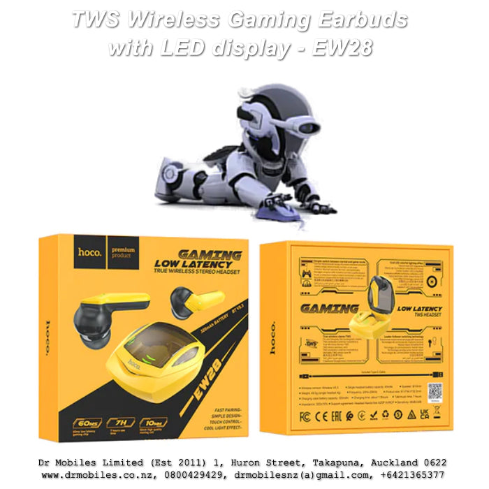 Color Wireless Gaming Earbuds with LED Display - EW28 #earbuds, #twsbuds