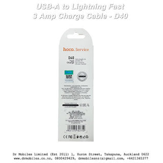 3 Amp Fast Charge Cable USB A to Apple Lightning - D40