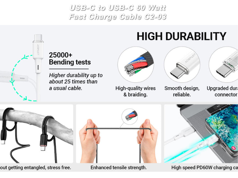 USB-C to USB-C 60W Fast Charging Cable - AceFast C2-03