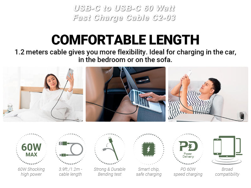 USB-C to USB-C 60W Fast Charging Cable - AceFast C2-03