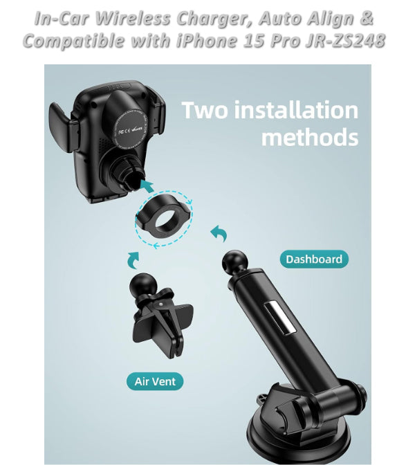 Auto Clamping Phone Holder with Wireless Qi Charging - AceFast JR-ZS248, MegSafe