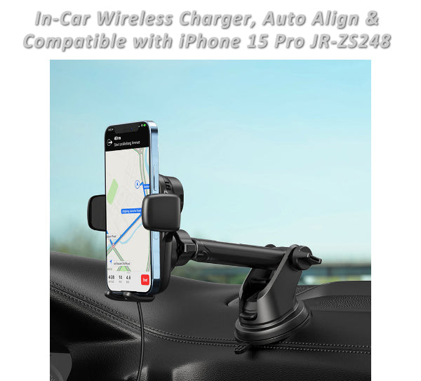 Auto Clamping Phone Holder with Wireless Qi Charging - AceFast JR-ZS248, MegSafe