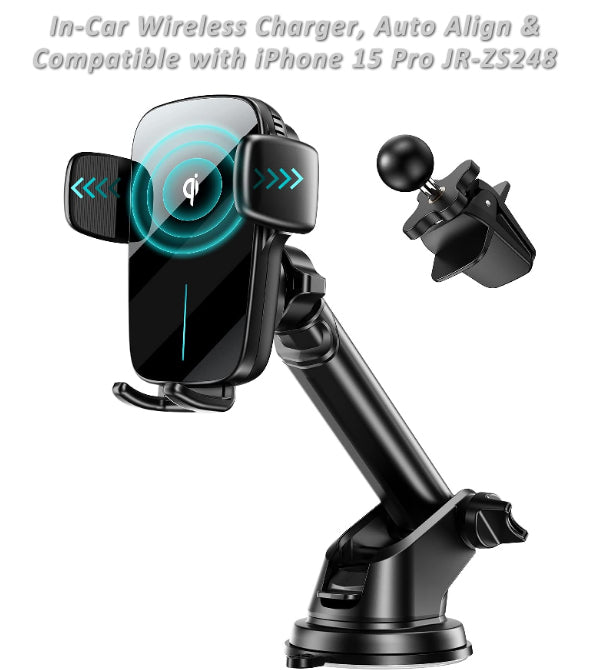 Auto Clamping Phone Holder with Wireless Qi Charging - AceFast JR-ZS248, MegSafe