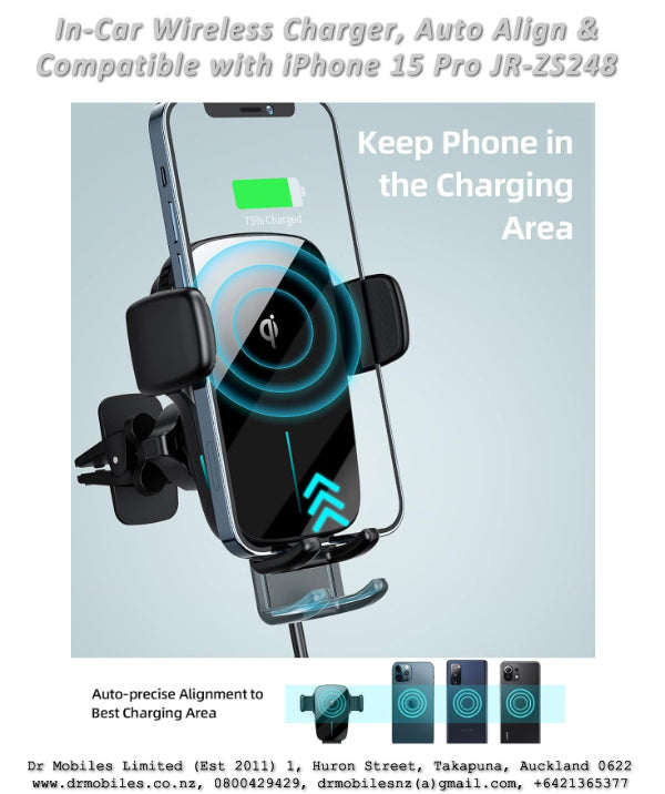 Auto Clamping Phone Holder with Wireless Qi Charging - AceFast JR-ZS248, MegSafe