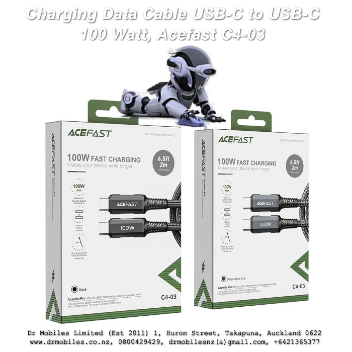 100 Watt, 5 Amp, USB-C to USB-C Charging Cable, 2 Meters. Acefast C4-03