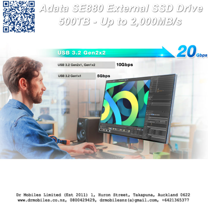 Adata SE880 External SSD Drive 500 TB - Up to 2,000MB/s