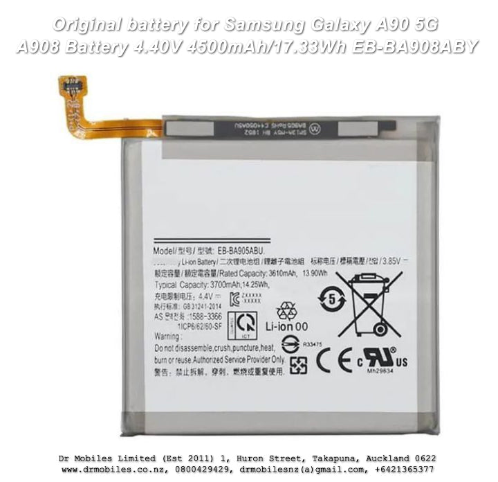 Original Battery Samsung Galaxy A90 5G A908 Battery 4.40V 4500mAh/17.33Wh EB-BA908ABY