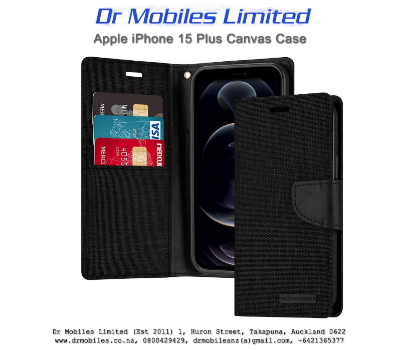 Mercury Goospery Canvas Apple iPhone 15 Plus (6.7") Diary Case - Pink, Blue