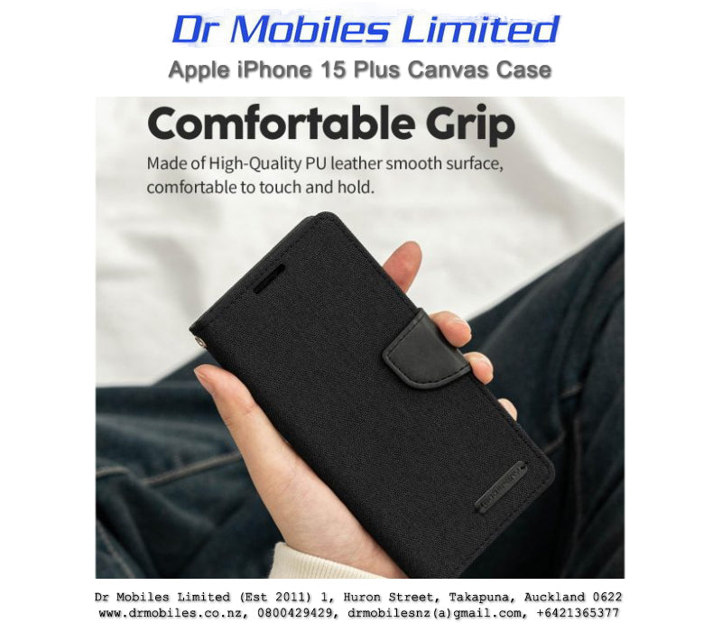 Mercury Goospery Canvas Apple iPhone 15 Plus (6.7") Diary Case - Pink, Blue