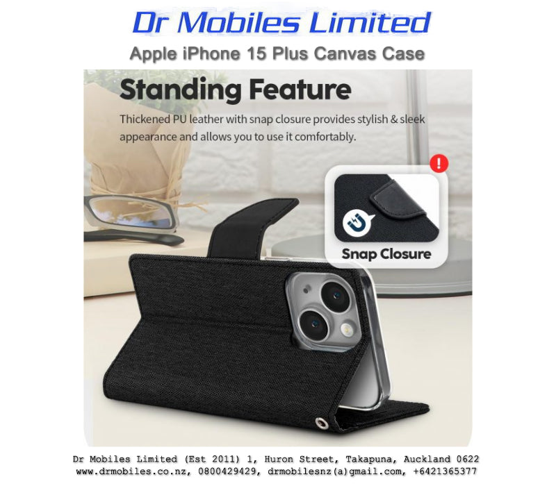 Mercury Goospery Canvas Apple iPhone 15 Plus (6.7") Diary Case - Pink, Blue