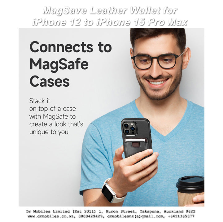 MagSave Leather Wallet for iPhone 12 to iPhone 15 Pro Max