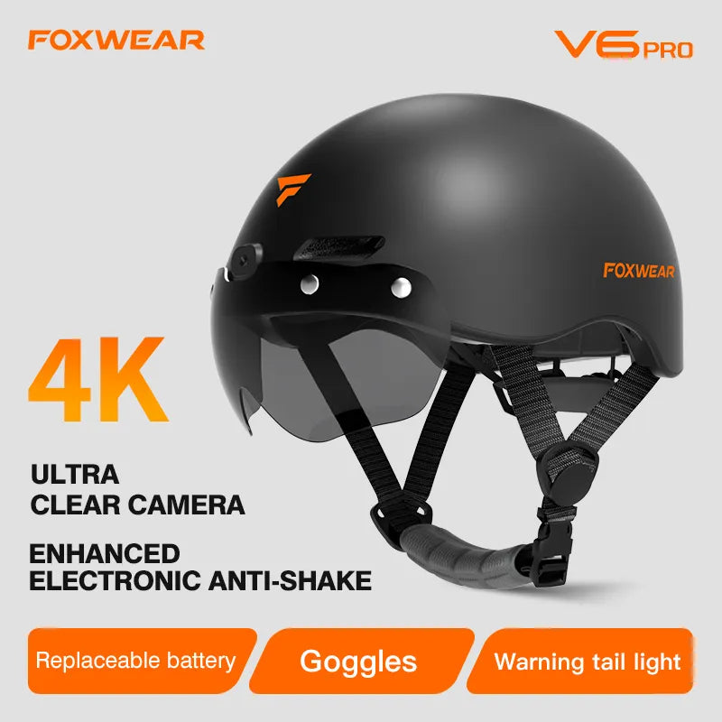 Foxwear V6 Pro 4K HD Anti-Shake Video Recorder Cycling Bike Smart Helmet
