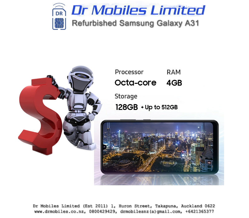 Refurbished Samsung Galaxy A31 Phone.  Dual-SIM, 128GB Memory
