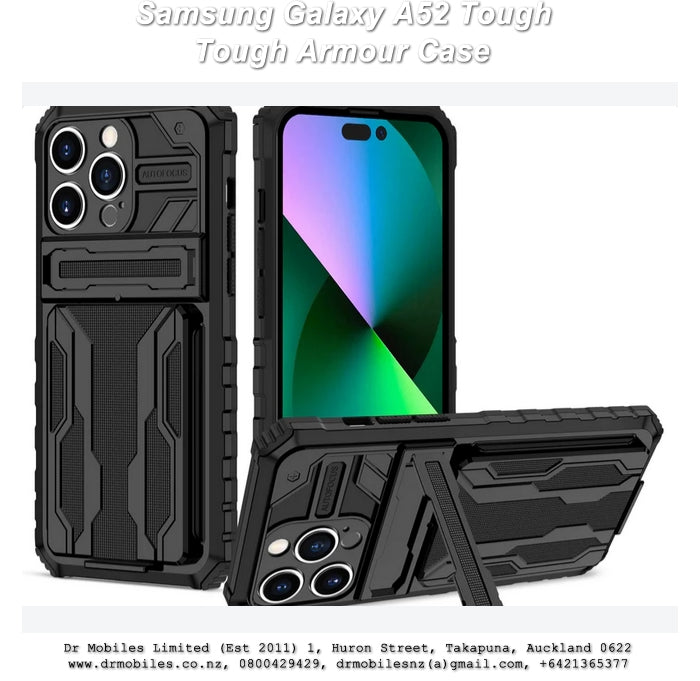 Samsung Galaxy A52 Tough Techtical Phone Case with Kickstand and credit card holder