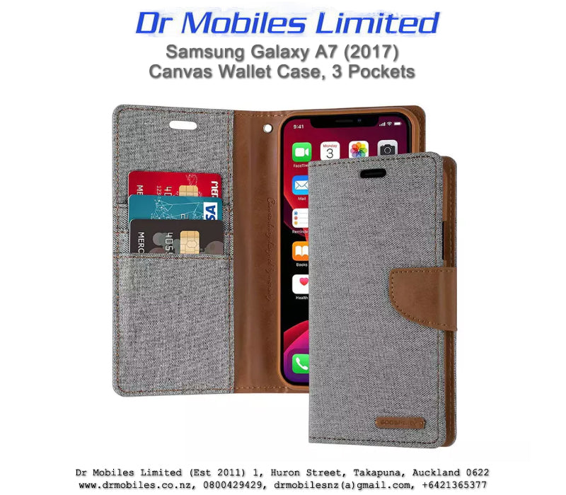 Mercury Goospery Galaxy A7 Canvas Diary Case, Black or Gray