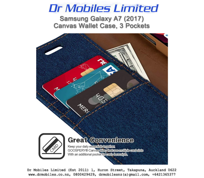 Mercury Goospery Galaxy A7 Canvas Diary Case, Black or Gray