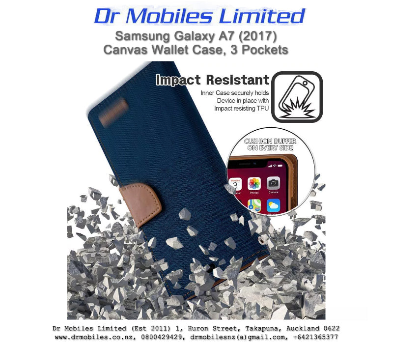 Mercury Goospery Galaxy A7 Canvas Diary Case, Black or Gray