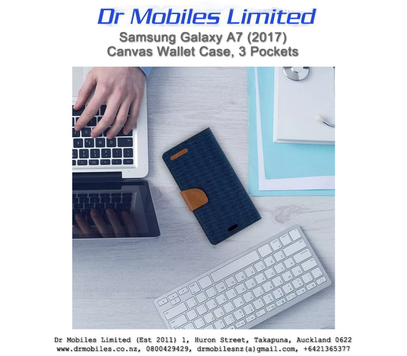 Mercury Goospery Galaxy A7 Canvas Diary Case, Black or Gray