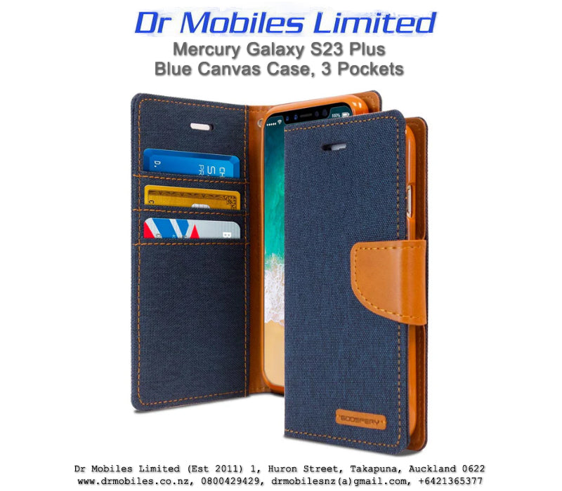 Mercury Goospery Galaxy S23 Plus Black Canvas Case, 3 Pockets