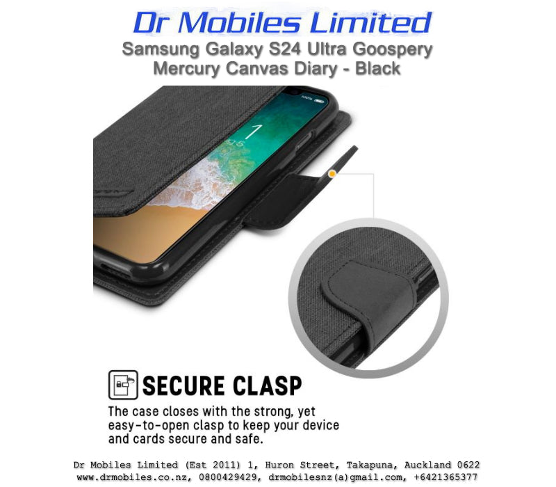Samsung Galaxy S24 Ultra (SM-S928) Goospery Mercury Black Canvas Diary