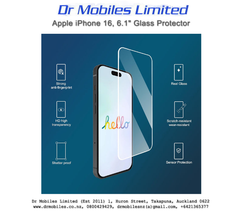 Apple iPhone 16, 6.1" Glass Protector | drmobiles.co.nz