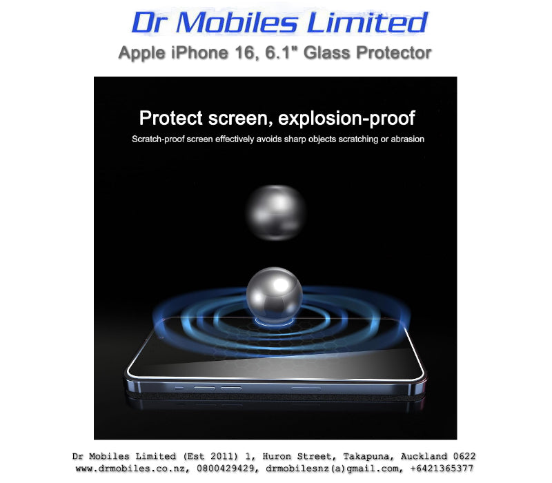Apple iPhone 16, 6.1" Glass Protector | drmobiles.co.nz