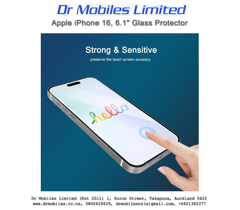 Apple iPhone 16, 6.1" Glass Protector | drmobiles.co.nz