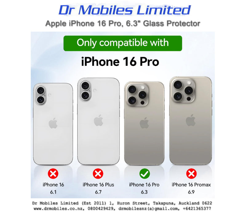 Apple iPhone 16 Pro, 6.3" Screen Protector | drmobiles.co.nz