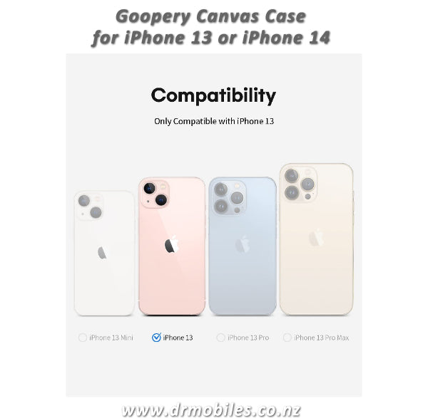 Mercury Goospery iPhone 13 or 14 Canvas Diary Wallet Case (Black)