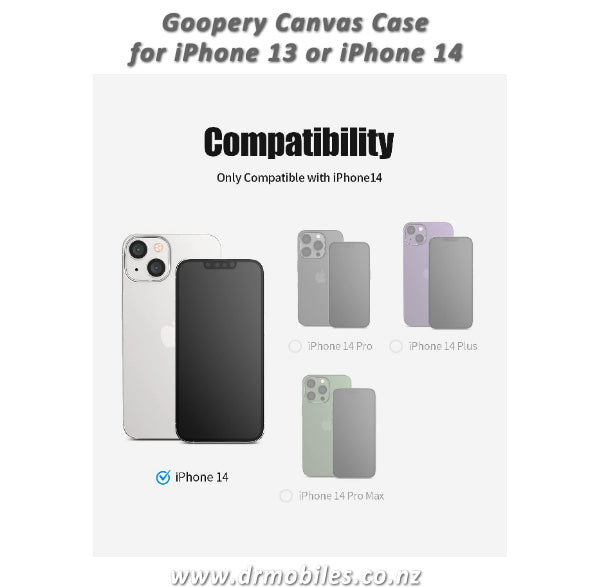 Mercury Goospery iPhone 13 or 14 Canvas Diary Wallet Case (Black)