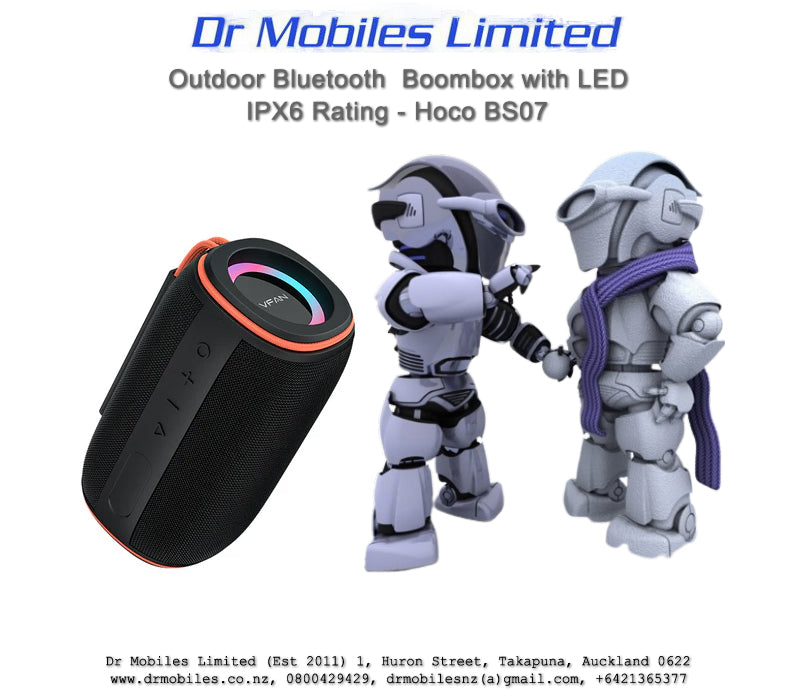Bluetooth Outdoor Boombox with LED, IPX6 Rating - Hoco BS07