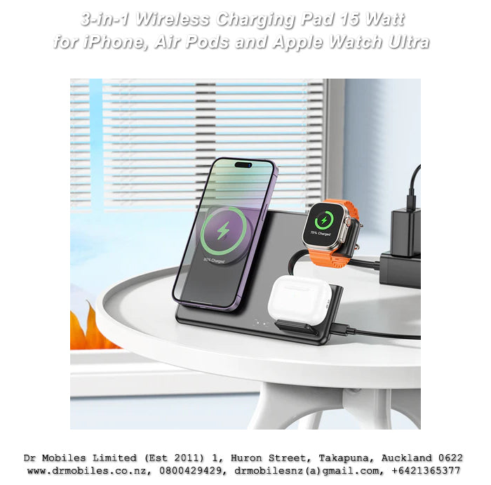 15W Fast Wireless Charging Pad 3-in-1 for iPhone, Air Pods and Apple Watch CQ1