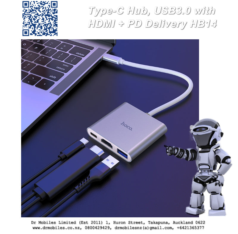Type-C Hub, USB3.0 with HDMI + PD Delivery HB14