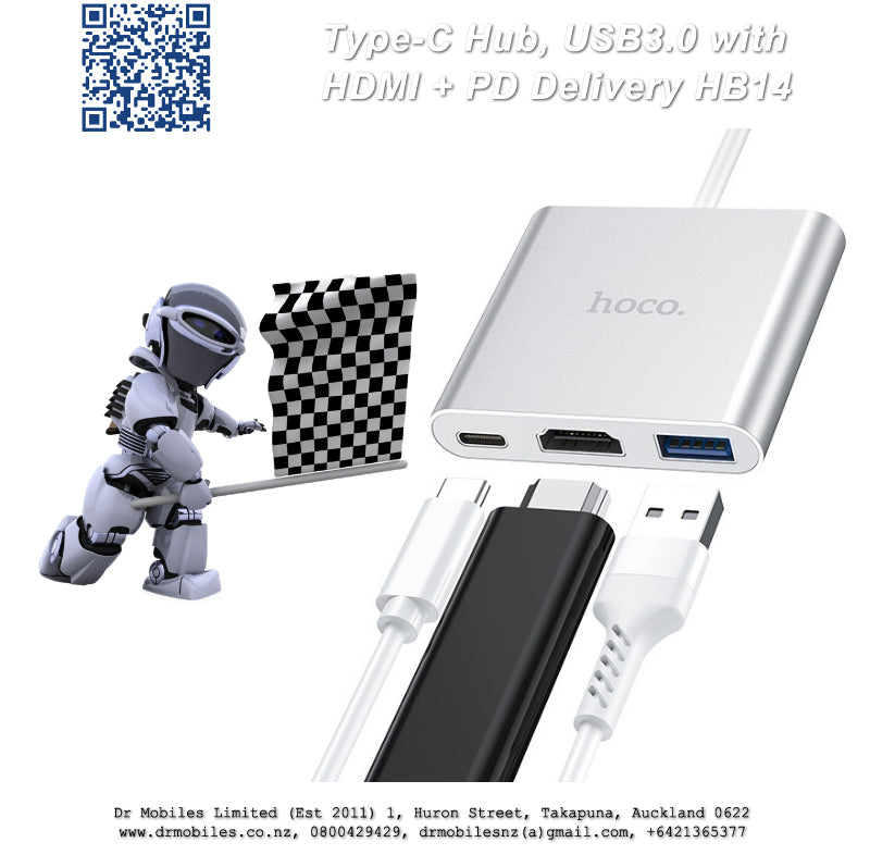 Type-C Hub, USB3.0 with HDMI + PD Delivery HB14
