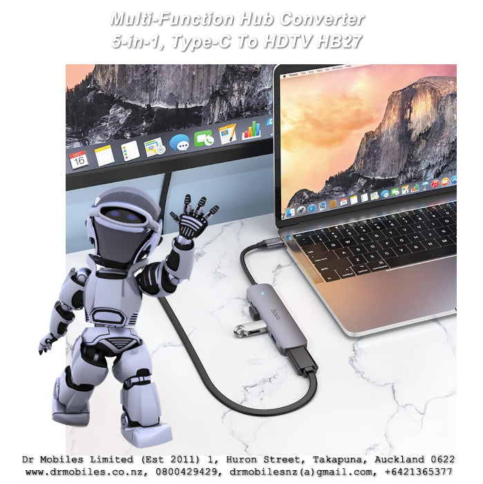 Multi-Function Hub Converter, 5-in-1, Type-C To HDTV + USB3.0, PD, Hoco, HB27