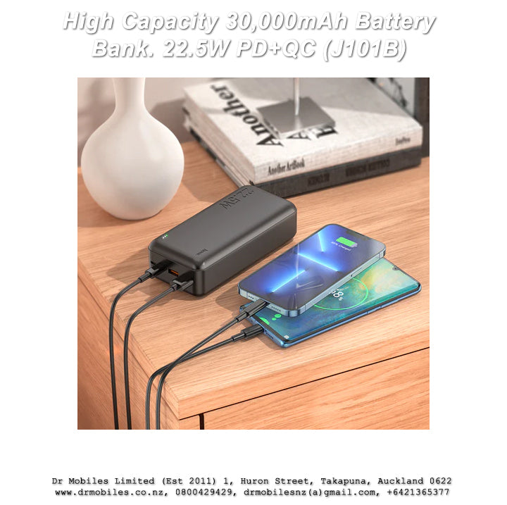 High Capacity 30,000mAh Battery Bank. 22.5W PD+QC (J101B)
