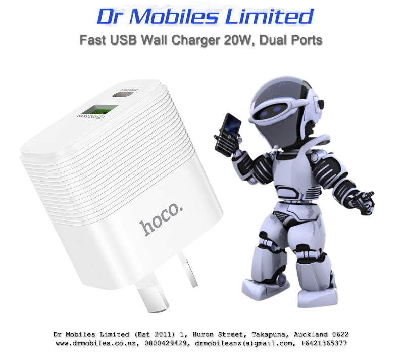 20W Fast USB Wall Charger Dual Ports - Hoco NU1