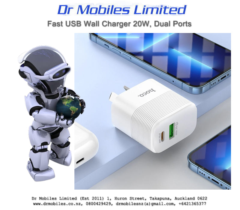 20W Fast USB Wall Charger Dual Ports - Hoco NU1