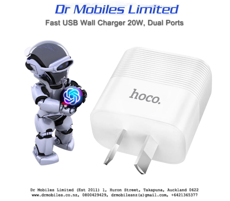 20W Fast USB Wall Charger Dual Ports - Hoco NU1